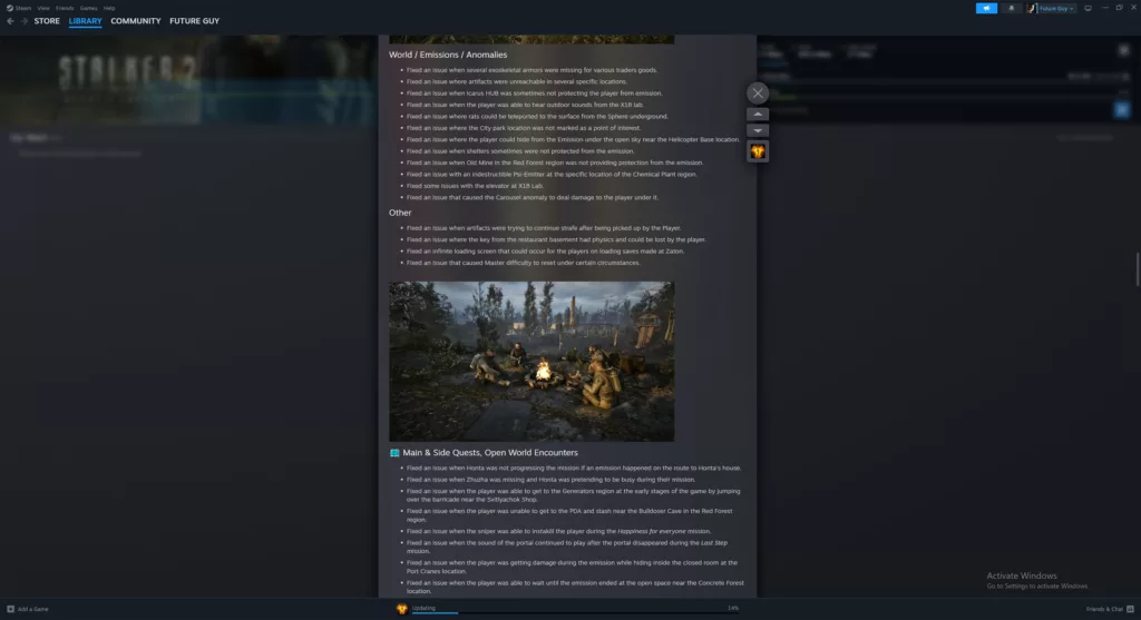 Stalker 2 Patch 2.0 Patch Notes Screenshot