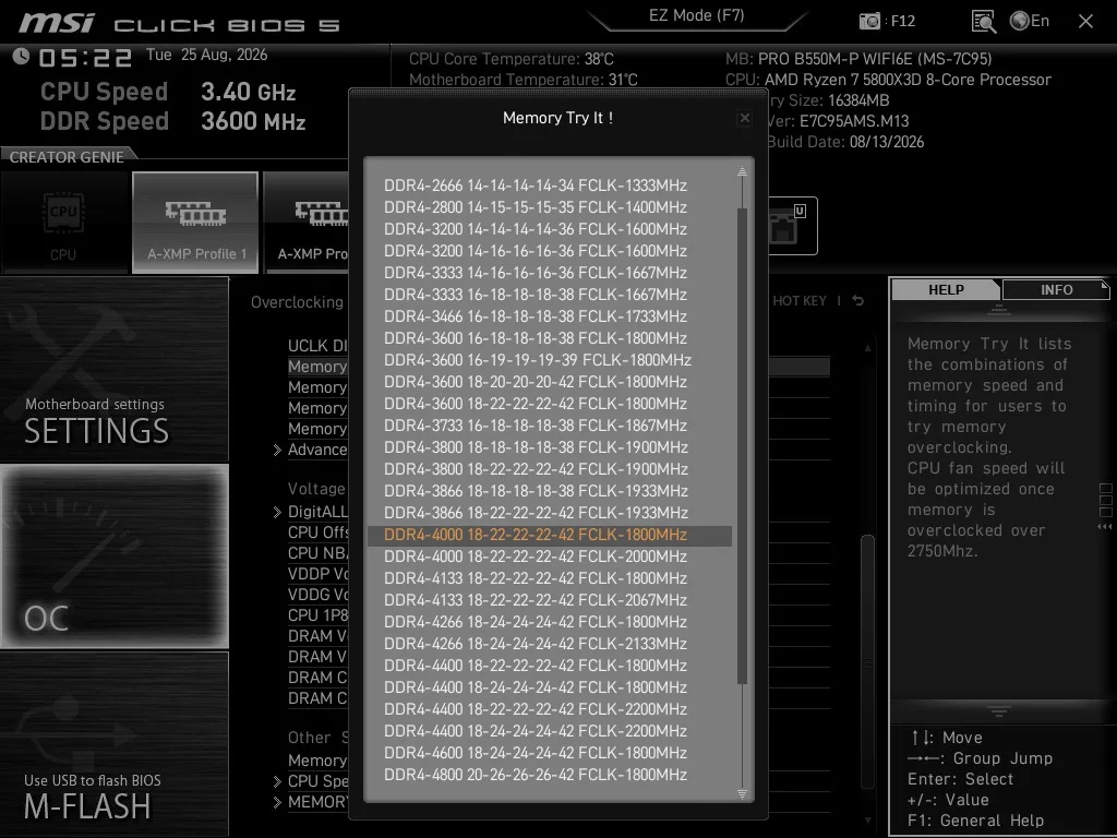 MSI PRO B550M-P WiFi6E motherboard: BIOS