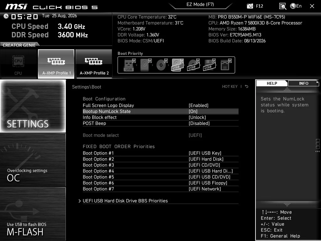 MSI PRO B550M-P WiFi6E motherboard: BIOS