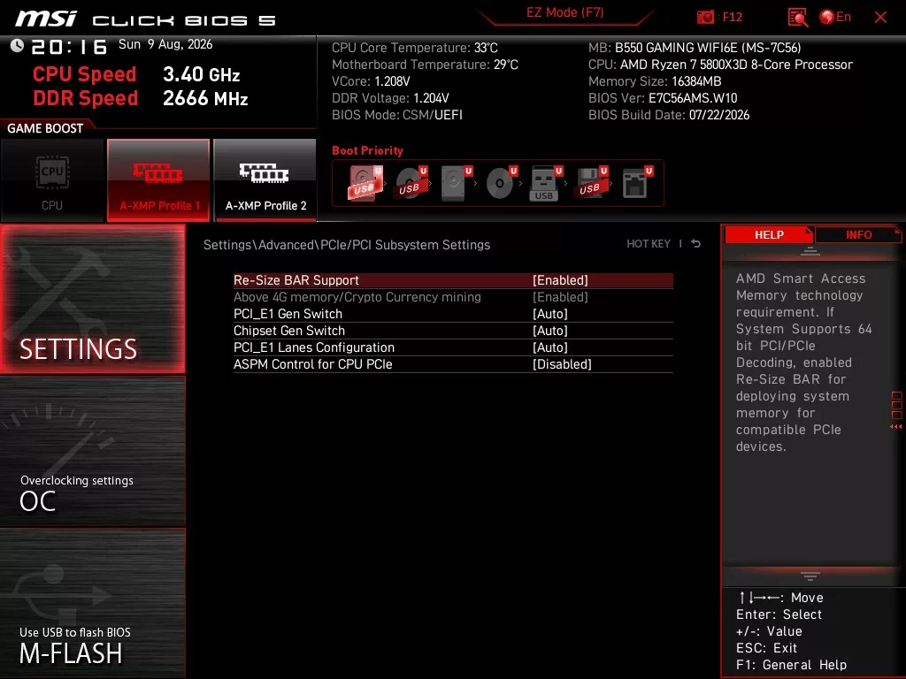 MSI B550 GAMING WiFi6E motherboard: BIOS