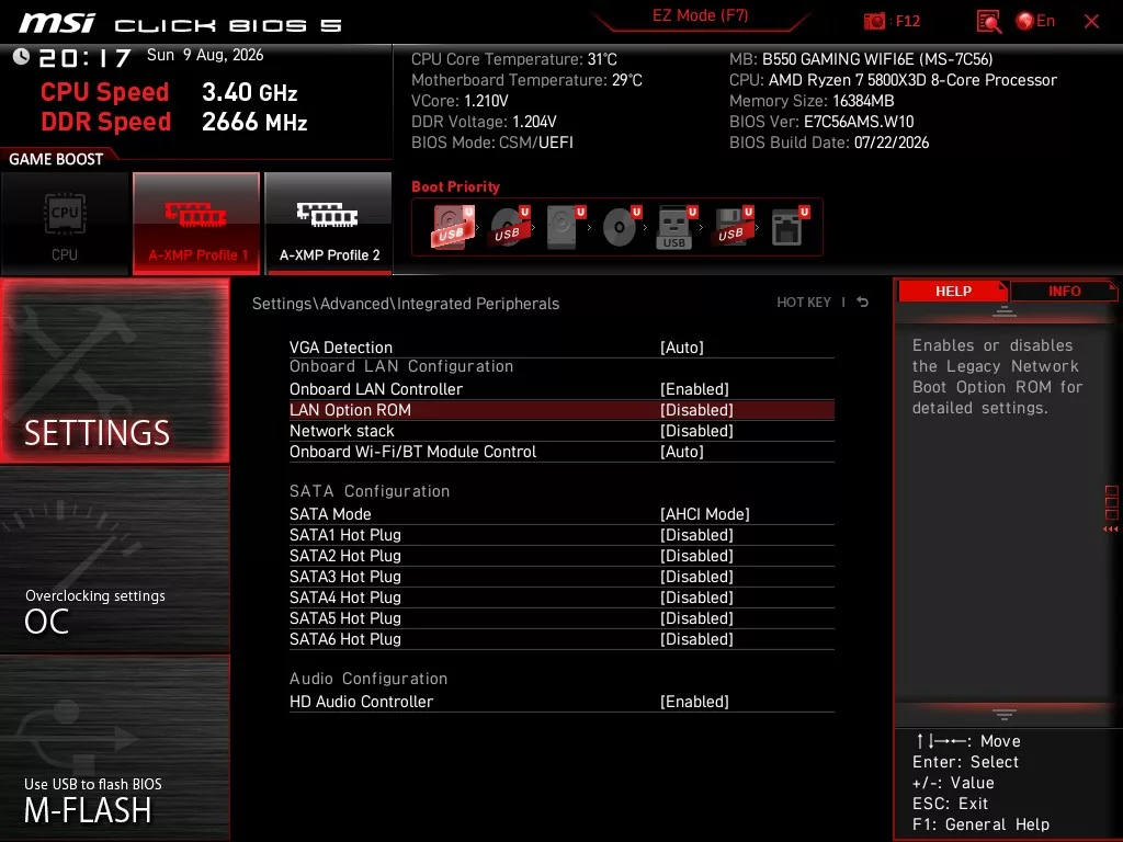 MSI B550 GAMING WiFi6E motherboard: BIOS