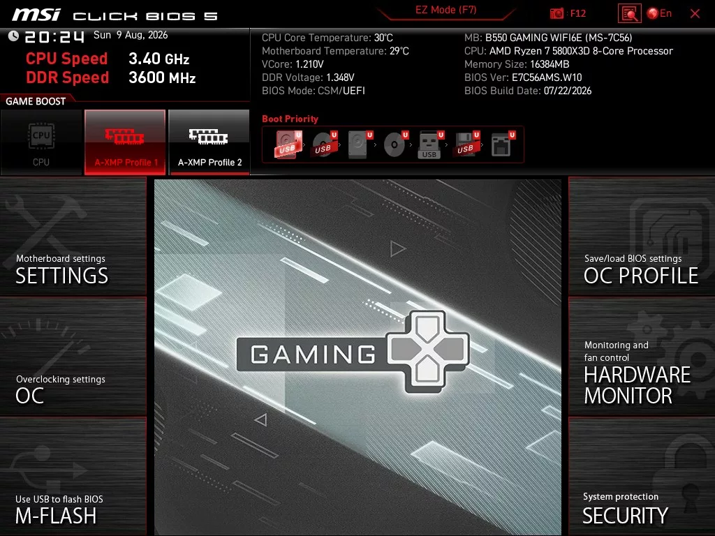 MSI B550 GAMING WiFi6E motherboard: BIOS Advanced Mode