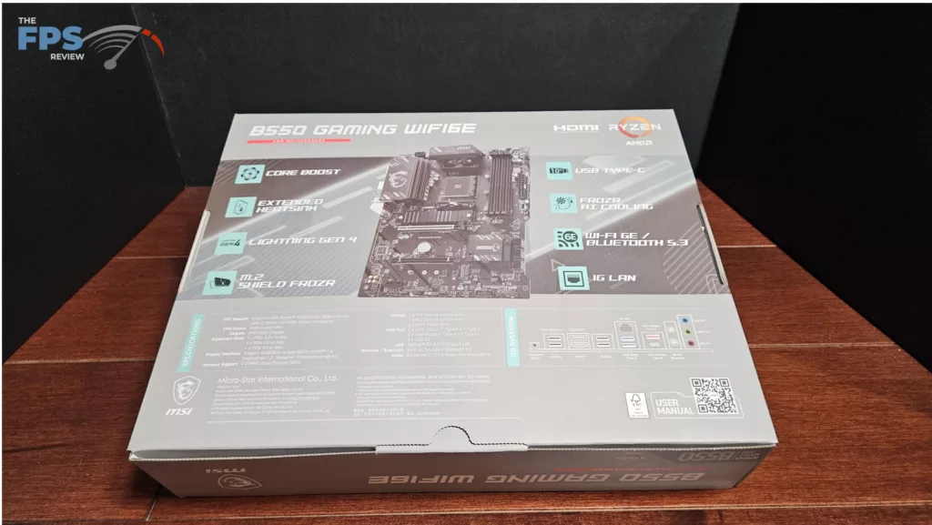 MSI B550 GAMING WiFi6E motherboard: box
