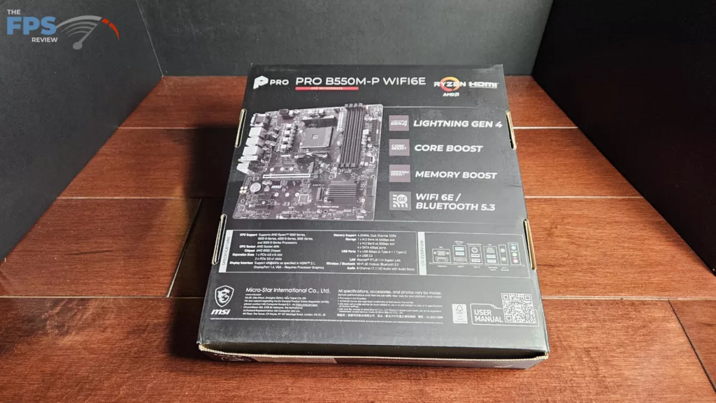 MSI PRO B550M-P WiFi6E motherboard: box