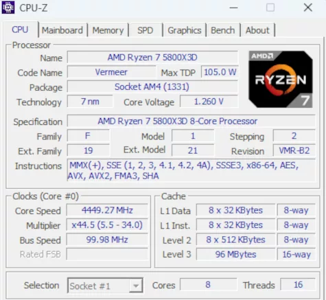 MSI PRO B550M-P WiFi6E motherboard: cpuz