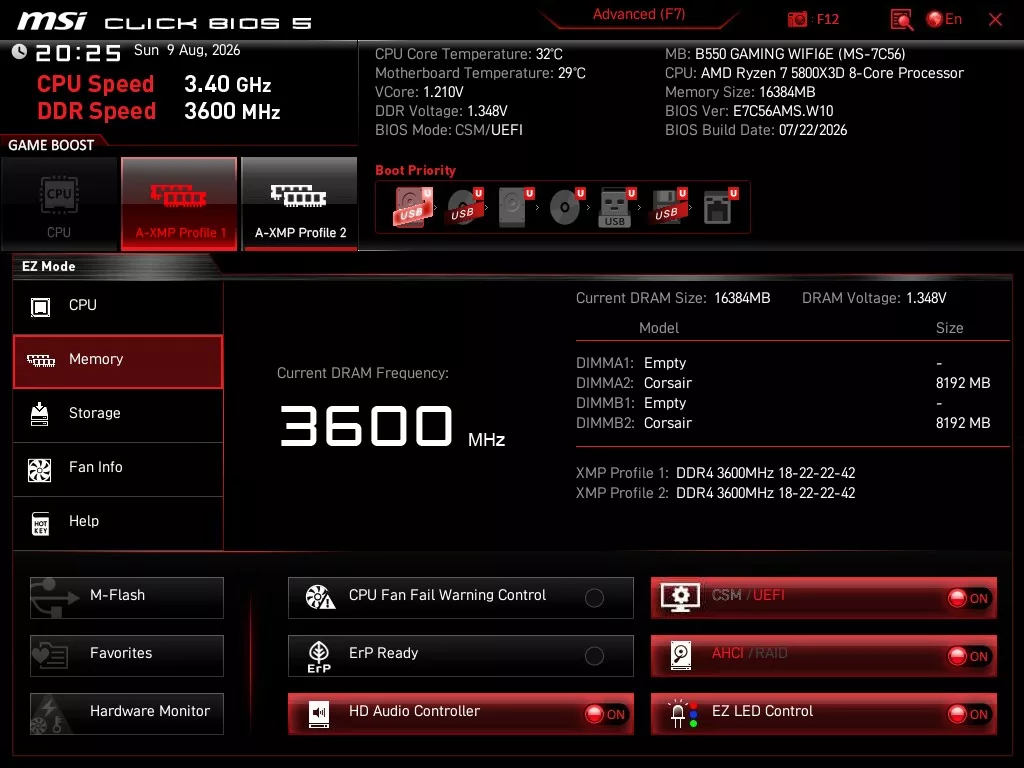 MSI B550 GAMING WiFi6E motherboard: BIOS, Easy Mode