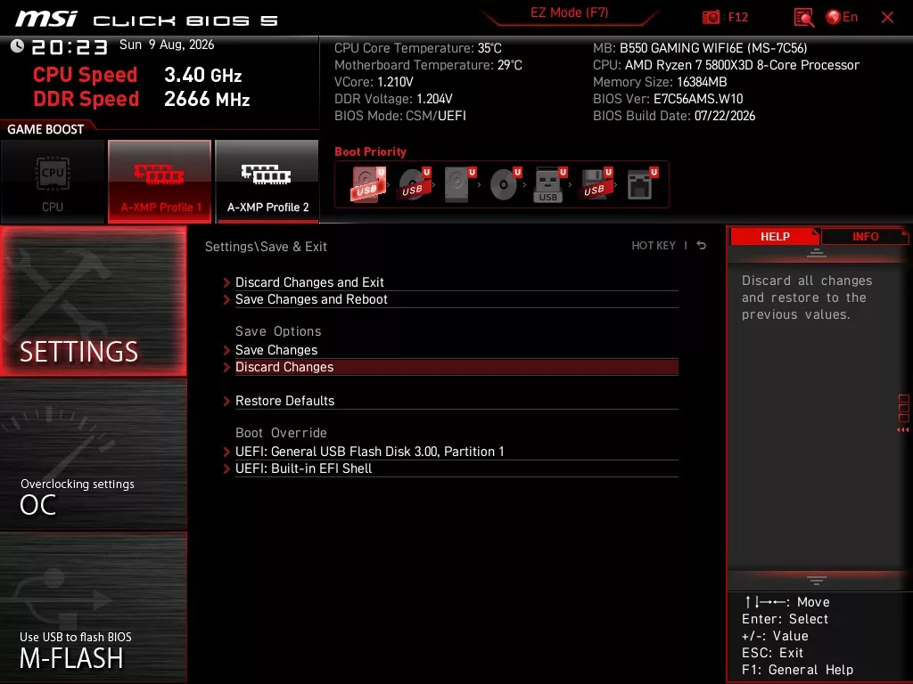 MSI B550 GAMING WiFi6E motherboard: BIOS