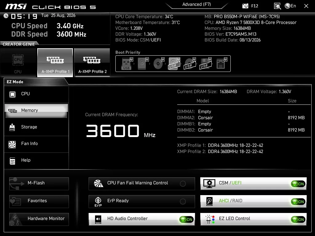 MSI PRO B550M-P WiFi6E motherboard: BIOS