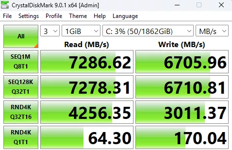 MSI B550 GAMING WiFi6E motherboard: performance, crystalDisk