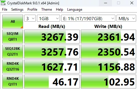 MSI PRO B550M-P WiFi6E motherboard: performance benchmark:CrystalDisk9