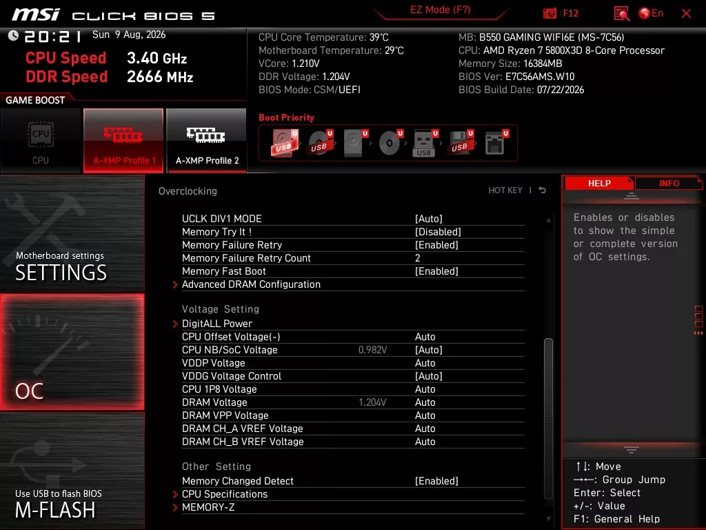 MSI B550 GAMING WiFi6E motherboard: BIOS