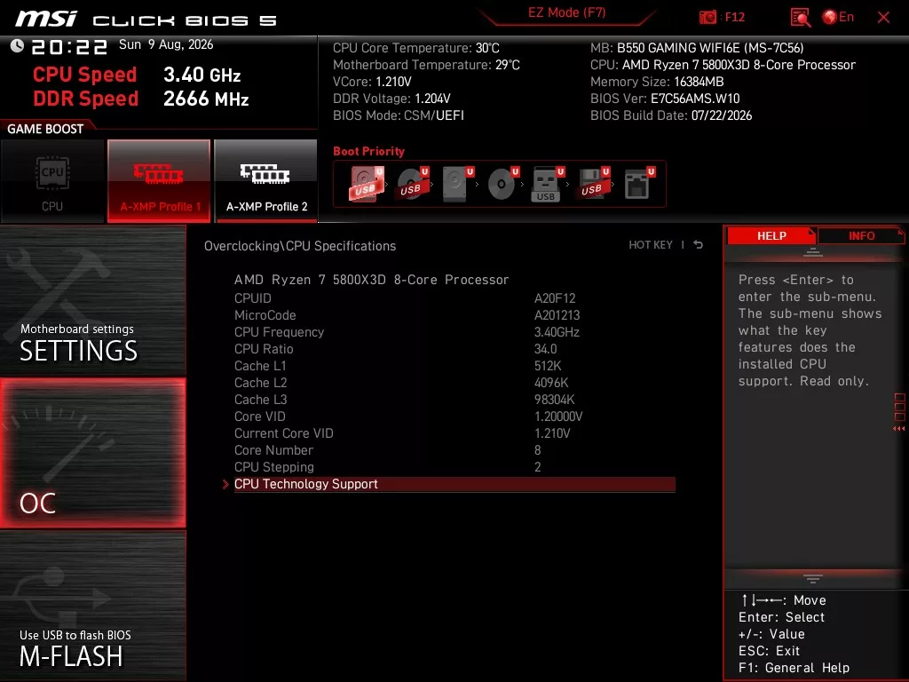 MSI B550 GAMING WiFi6E motherboard: BIOS