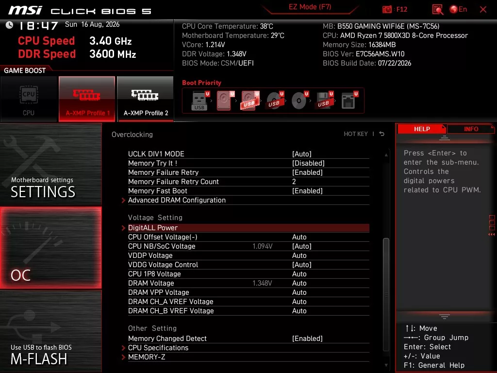 MSI B550 GAMING WiFi6E motherboard: BIOS