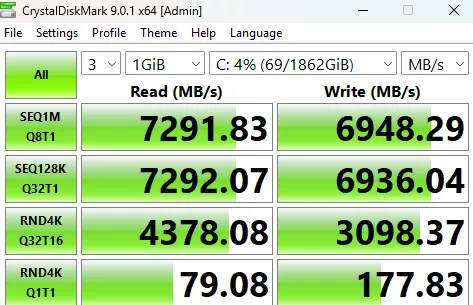 MSI PRO B550M-P motherboard: Performance benchmark result CrystalDisk