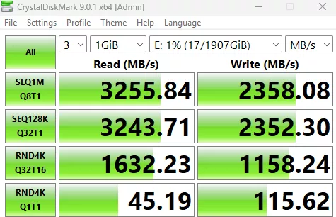 MSI PRO B550M-P motherboard: Performance benchmark result CrystalDisk